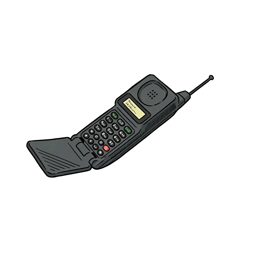 Retro flip phone illustration